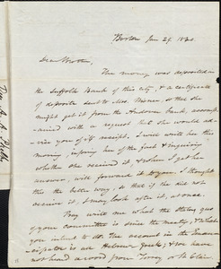 Letter from Amos Augustus Phelps, Boston, to James Gillespie Birney, Jan 29. 1840