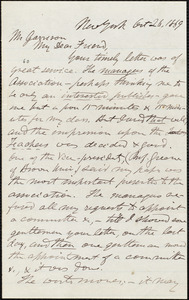 Letter from Edwin Leigh, New York, [N.Y.], to William Lloyd Garrison, Oct[ober] 26, 1869