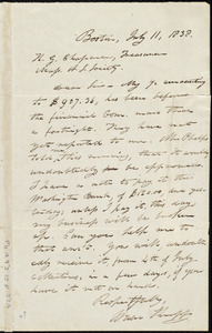 Letter from Isaac Knapp, Boston, to Henry Grafton Chapman, July 11, 1838