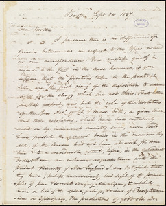 Letter from Amos Augustus Phelps, Boston, to Elbridge Gerry Howe, Sept 8th 1837