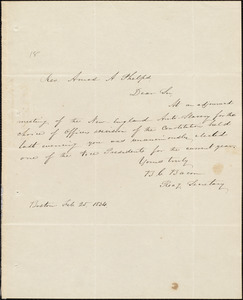 Letter from New England Anti-Slavery Society, Boston, to Amos Augustus Phelps, Feb. 25 1834