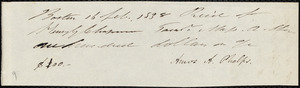 Receipt from Amos Augustus Phelps, Boston, to Henry Grafton Chapman, 16 Feb. 1838