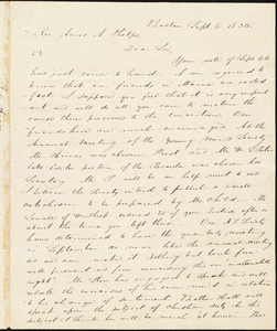 Letter from Benjamin C. Bacon, Boston, to Amos Augustus Phelps, Sept. 6. 1834