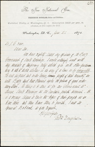 Letter from Frederick Douglass, Washington D.C., to Samuel Gridley Howe, June 21, 1871