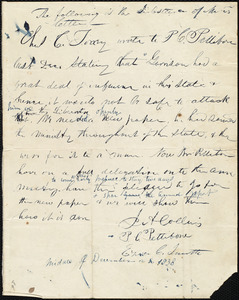 Memorandum from John Anderson Collins, [Mass.?], middle of December of so 1838