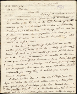 Copy of letter from Amos Augustus Phelps, Boston, to John Stocker Coffin Knowlton, March 9. 1838
