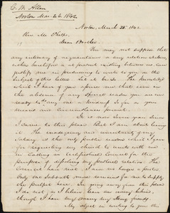 Letter from Cyrus William Allen, Norton, to Amos Augustus Phelps, March 25, 1842
