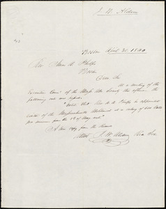 Letter from Massachusetts Abolition Society, Boston, to Amos Augustus Phelps, April 30. 1840