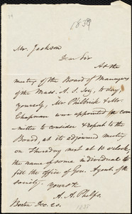 Letter from Amos Augustus Phelps, Boston, to Francis Jackson, Dec. 20. [1838]