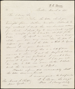 Letter from Benjamin C. Bacon, Boston, to Amos Augustus Phelps, March 10. 1835