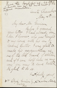 Letter from Charles Sumner, [Washington, D.C.], to William Lloyd Garrison, May 4th [1868]