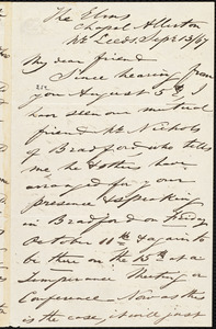 Letter from Joseph Lupton, Leeds, [England], to William Lloyd Garrison, Sept[ember] 13 / [18]67