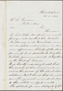 Letter from J. Livingston, Philadelphia, [Pa.], to William Lloyd Garrison, Nov[ember] 6 1861