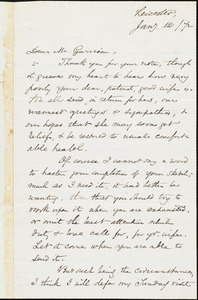 Letter from Samuel May, Jr., Leicester, [Mass.], to William Lloyd Garrison, Jan[uary] 12 [18]72