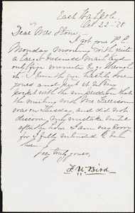 Letter from Francis William Bird, East Walpole, [Mass.], to Lucy Stone, Oct[ober] 22 - [18]78