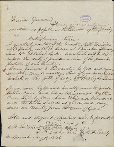 Letter from T.P. Locke, Westminster, [Mass.], to William Lloyd Garrison, May 19, 1846