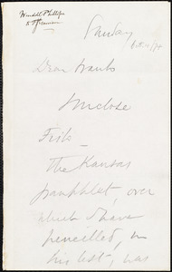 Letter from Wendell Phillips, to Francis Jackson Garrison, Oct[ober] 4 / [18]74