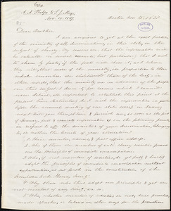 Copy of letter from Amos Augustus Phelps, Boston, to Samuel Joseph May, Nov 15. 1837