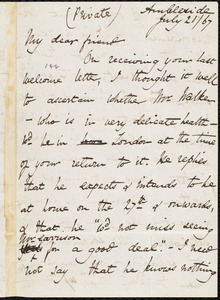 Letter from Harriet Martineau, Ambleside, [England], to William Lloyd Garrison, July 21 / [18]67