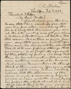 Letter from Isaac Richmond Barbour, Charlton, to Amos Augustus Phelps, Feb 7. 1839