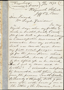 Letter from Yardley Warner, Jeff[erson] Co[unty], Tenn., to William Lloyd Garrison, [October] / 31 1871