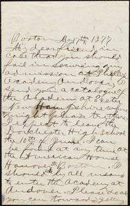 Letter from Richard E. King, Boston, [Mass.], May 17th 1877