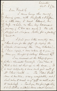 Letter from Samuel May, Jr., Leicester, [Mass.], to Francis Jackson Garrison, Oct[ober] 8 / [18]74