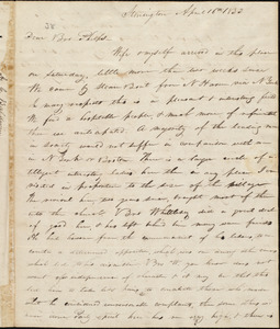 Letter from Abraham Chittenden Baldwin, Amherst (Ms), to Amos Augustus Phelps, April 16th 1833