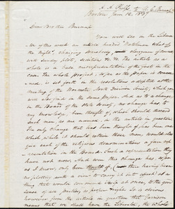 Letter from Amos Augustus Phelps, Boston, to Uzziah Cicero Burnap, Jan 12, 1839