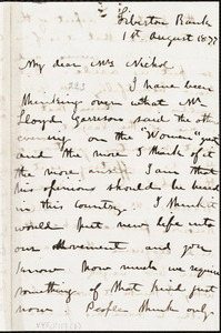 Letter from Mary Burton, [Edinburgh, Scotland], to Elizabeth Pease Nichol, 1st August 1877
