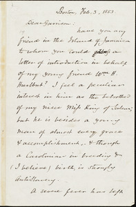 Letter from Ellis Gray Loring, Boston, [Mass.], to William Lloyd Garrison, Feb[ruary] 3, 1853