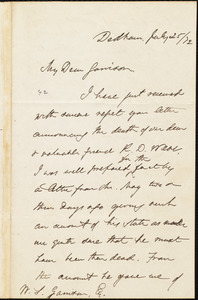 Letter from Edmund Quincy, Dedham, [Mass.], to William Lloyd Garrison, July 25 / [18]72