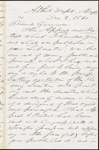 Letter from David J. Mandell, Athol Depot, Mass., to William Lloyd Garrison, Dec[ember] 3, 1860