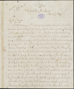 Letter from William Lovett, London, [England], to William Lloyd Garrison, March 1st, 1847