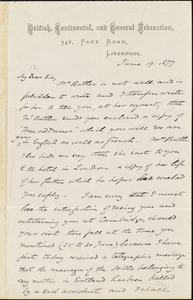Letter from James Stuart, Liverpool, [England], to William Lloyd Garrison, June 19. 1877