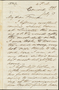 Letter from Samuel Joseph May, Concord, [Mass.], to William Lloyd Garrison, July 13 [1868]