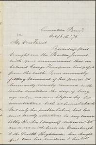 Letter from Sarah Pugh, Germantown, [Pa.], to William Lloyd Garrison, Oct[ober] 18th [18]78
