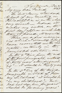 Letter from Samuel Joseph May, Syracuse, [N.Y.], to William Lloyd Garrison, Dec[ember] 21 1863