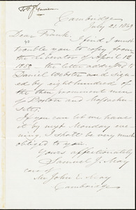 Letter from Samuel Joseph May, Cambridge, [Mass.], to Francis Jackson Garrison, July 21. 1869