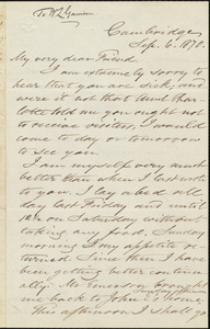 Letter from Samuel Joseph May, Cambridge, [Mass.], to William Lloyd Garrison, Sep[tember] 6. 1870