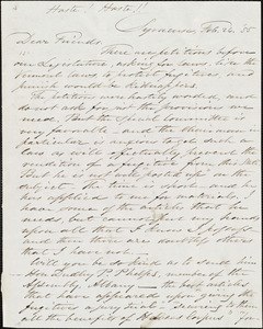 Letter from Samuel Joseph May, Syracuse, [N.Y.], to William Lloyd Garrison, Samuel May, Jr., Wendell Phillips, and Robert Folger Wallcut, Feb[ruary] 26 [18]55