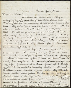Letter from William Cooper Nell, Boston, [Mass.], to William Lloyd Garrison, April 9th 1873