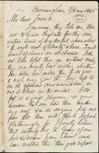 Letter from Arthur John Naish, Birmingham, [England], to Wiliam Lloyd Garrison, 3 / [November] 1846