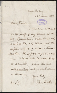 Letter from Theodore Parker, West Roxbury, [Mass.], to William Lloyd Garrison, 24th June 1850