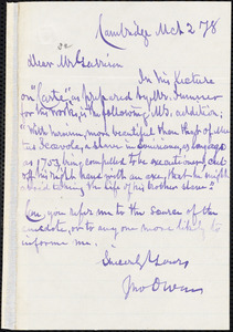 Letter from Jonathan Owen, Cambridge, to William Lloyd Garrison, M[ar]ch 2 [18]78