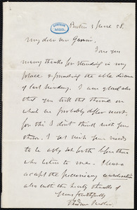 Letter from Theodore Parker, Boston, [Mass.], to William Lloyd Garrison, 3 June [18]58
