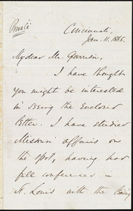 Letter from Theodore Tilton, Cincinnati, [Ohio], to William Lloyd Garrison, Jan[uary] 11. 1866