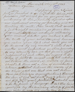Letter from Elkanah Nickerson, Harwich, [Mass.], to William Lloyd Garrison, May 15th 1849