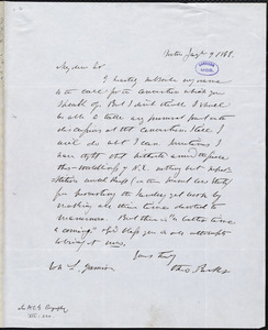 Letter from Theodore Parker, Boston, [Mass.], to William Lloyd Garrison, Jan[uary] 9 1848