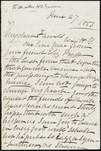 Letter from Elizabeth Pease Nichol, to William Lloyd Garrison and Eliza Helen Garrison, June 27. 1853